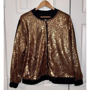 Ashley Sport (Stewart) Sparkling Gold Black Jacket With Pockets Size 18/20